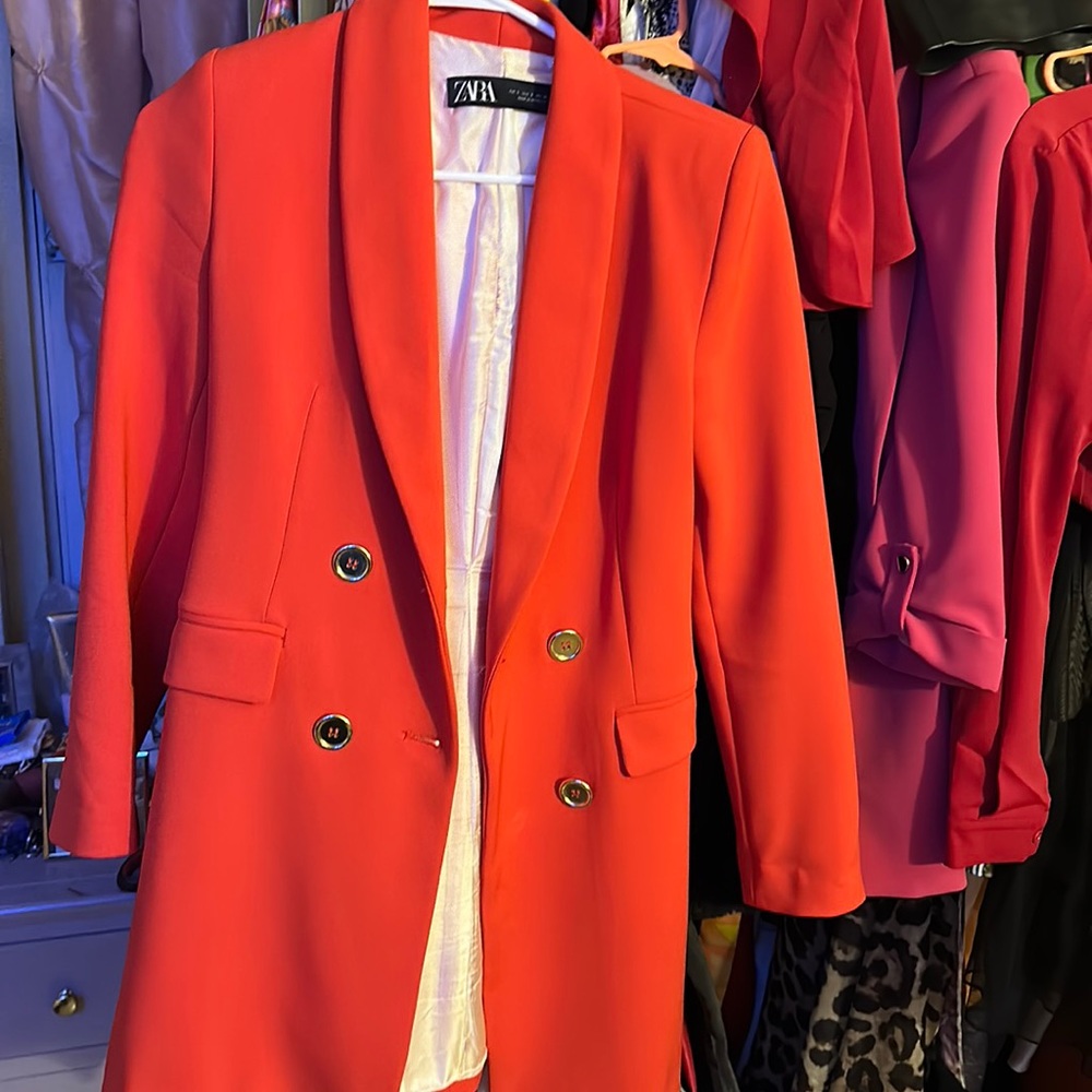 Zara red/orange blazer jacket